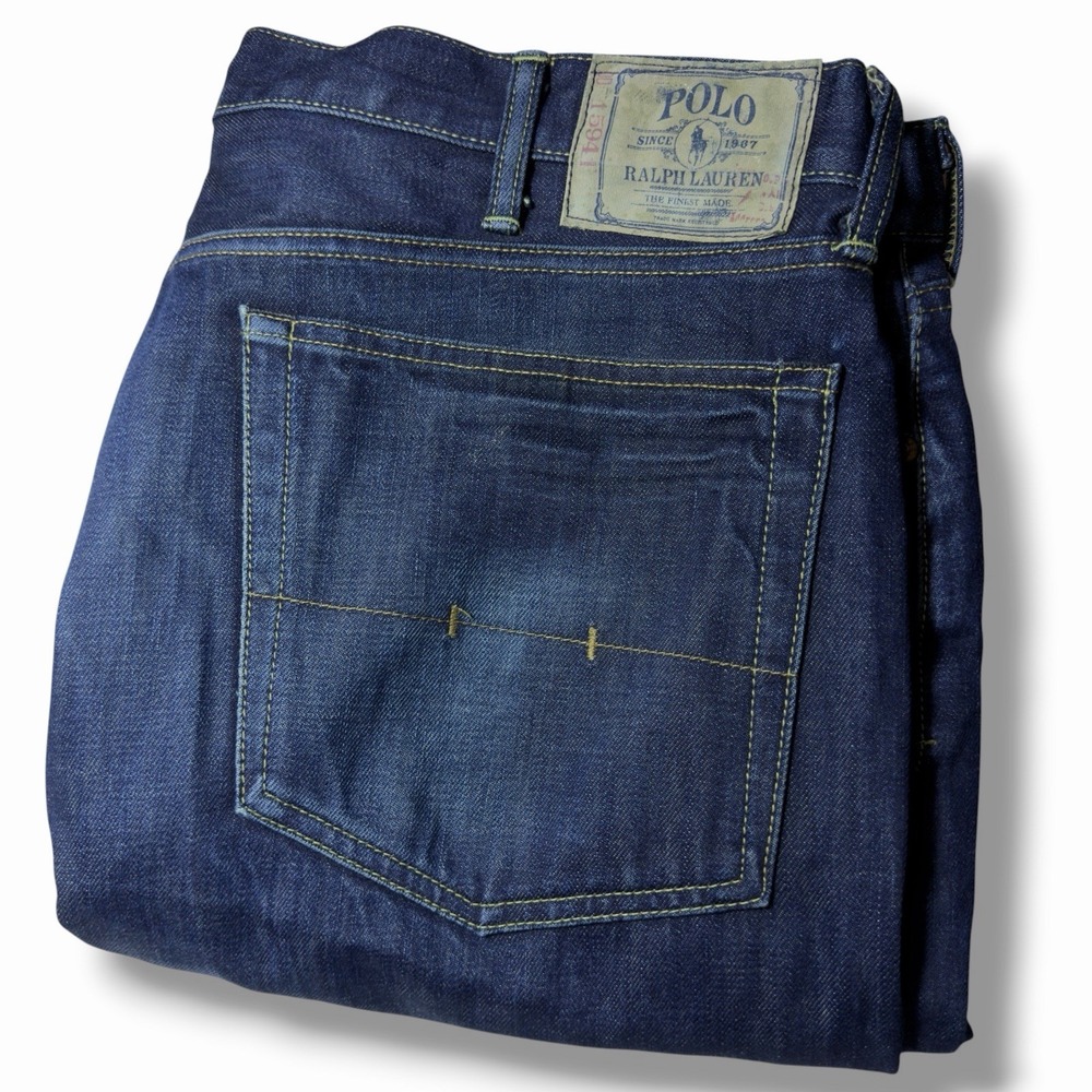 Polo Ralph Lauren 867 Classic Fit Dark Wash Blue Denim 40x32  Y2K Baggy Jeans